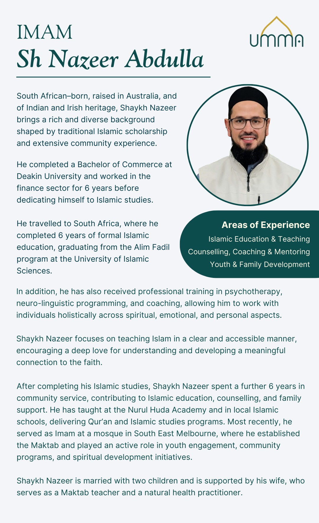 Profile of Imam Shaykh Nazeer Abdulla